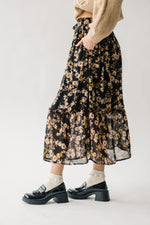 The Mortensen Printed Floral Skirt in Black Multi