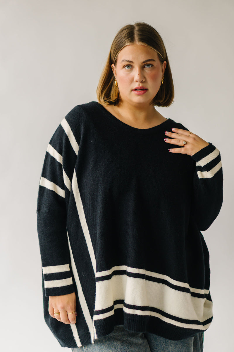 The Donakey Batwing Striped Sweater in Black + Ivory