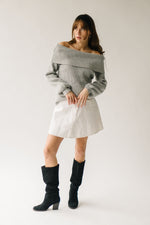 The Haskins Oversized Bow Detail Sweater in Heather Grey