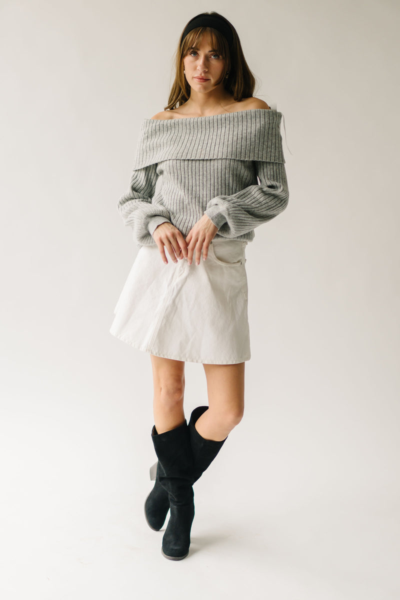 The Haskins Oversized Bow Detail Sweater in Heather Grey