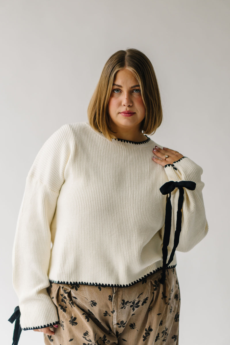 The Munafo Wrist Tie Sweater in Cream