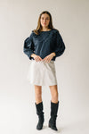 The Torman Gingham Ruffle Blouse in Navy