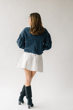 The Torman Gingham Ruffle Blouse in Navy