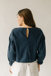 The Torman Gingham Ruffle Blouse in Navy