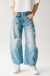 Free People: Good Luck Mid Rise Barrel Jean in Barnyard Blue