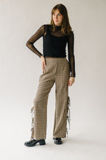 The Garwood Gingham Side Slit Pant in Beige