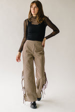 The Garwood Gingham Side Slit Pant in Beige