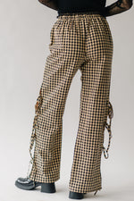 The Garwood Gingham Side Slit Pant in Beige