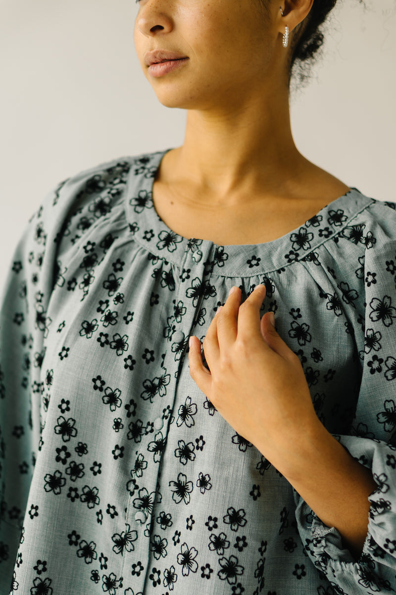 The Piester Floral Textured Blouse in Sage