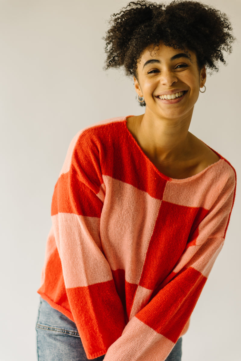 The Medico Checkered Sweater in Pink + Red