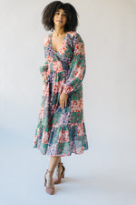 The Laken Patterned Maxi Dress in Pink + Blue Floral