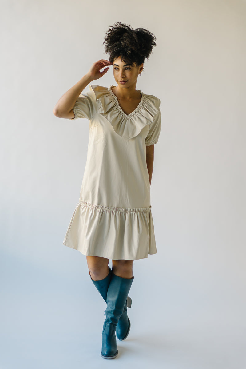 The Pagosa Faux Leather Dress in Cream