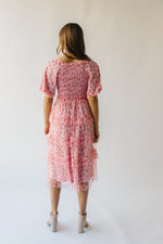 The Evin Floral Tiered Midi Dress in Pink Multi