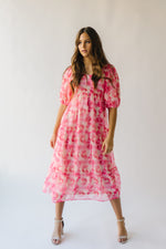 The Sardoni Patterned Midi Dress in Pink Floral