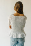 The Tamburro Smocked Detail Blouse in Ivory + Blue
