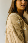 The Tammie Cable Knit Floral Cardigan in Taupe