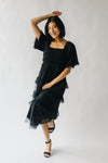 The Gunther Tulle Ruffle Midi Dress in Black