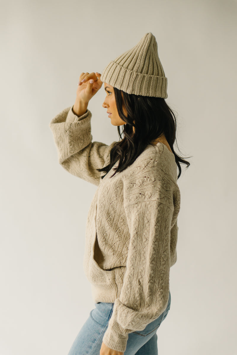 The Tagger Knit Wrap Sweater in Taupe