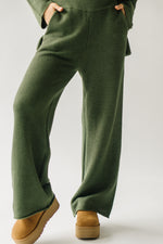 The Riker Wide Leg Sweater Pant in Olive