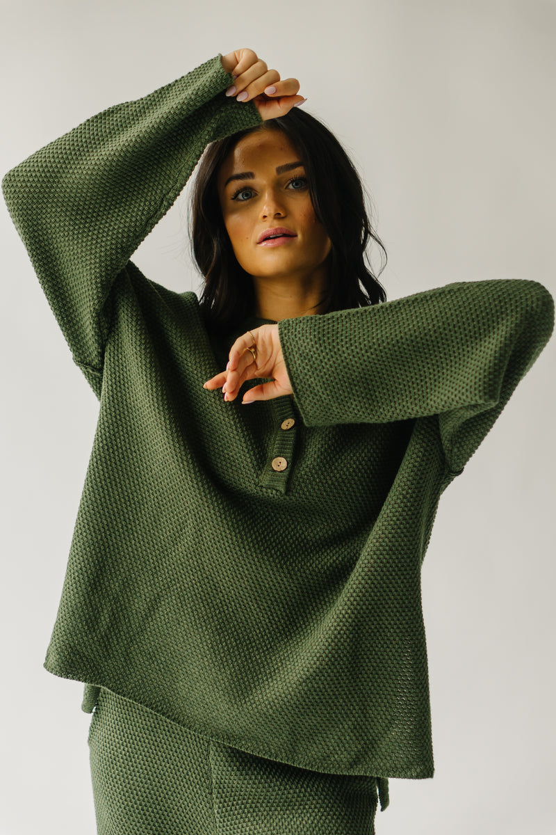 The Picard Button Detail Sweater in Olive