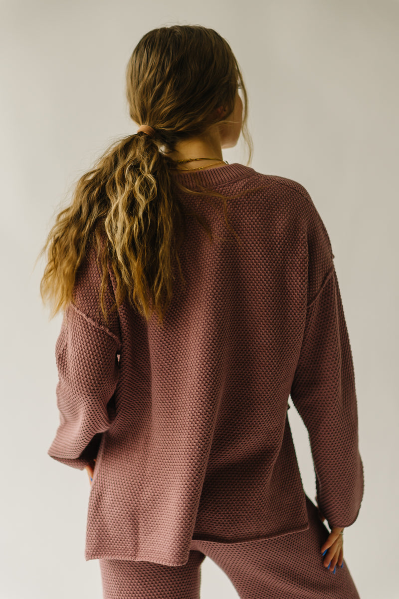 The Picard Button Detail Sweater in Mauve