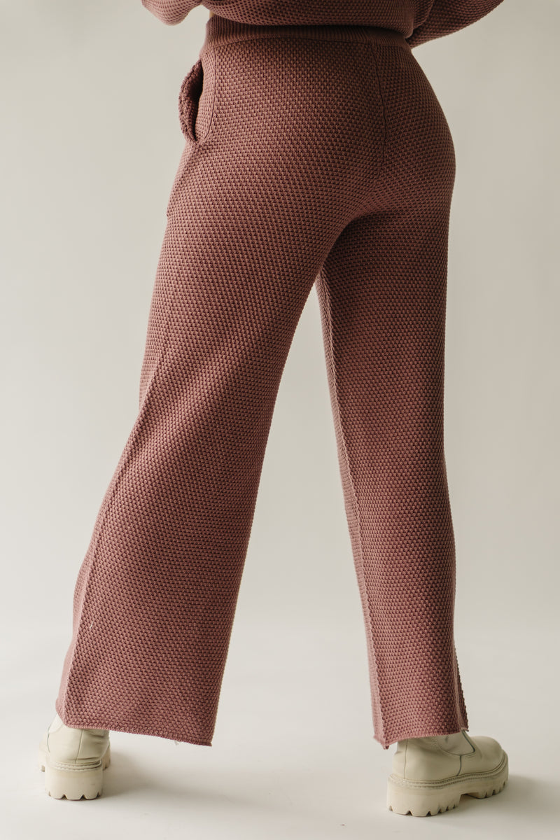 The Riker Wide Leg Sweater Pant in Mauve