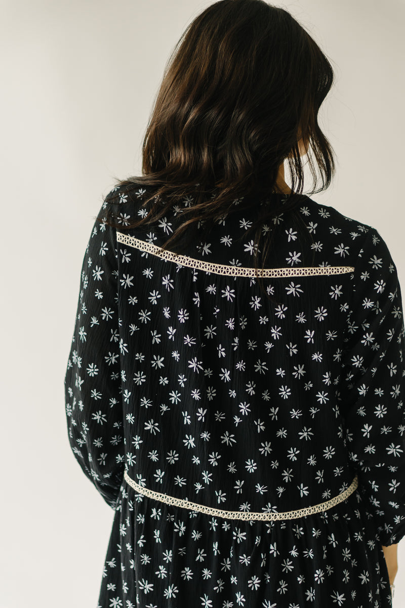 The Esplin Crochet Detail Dress in Black