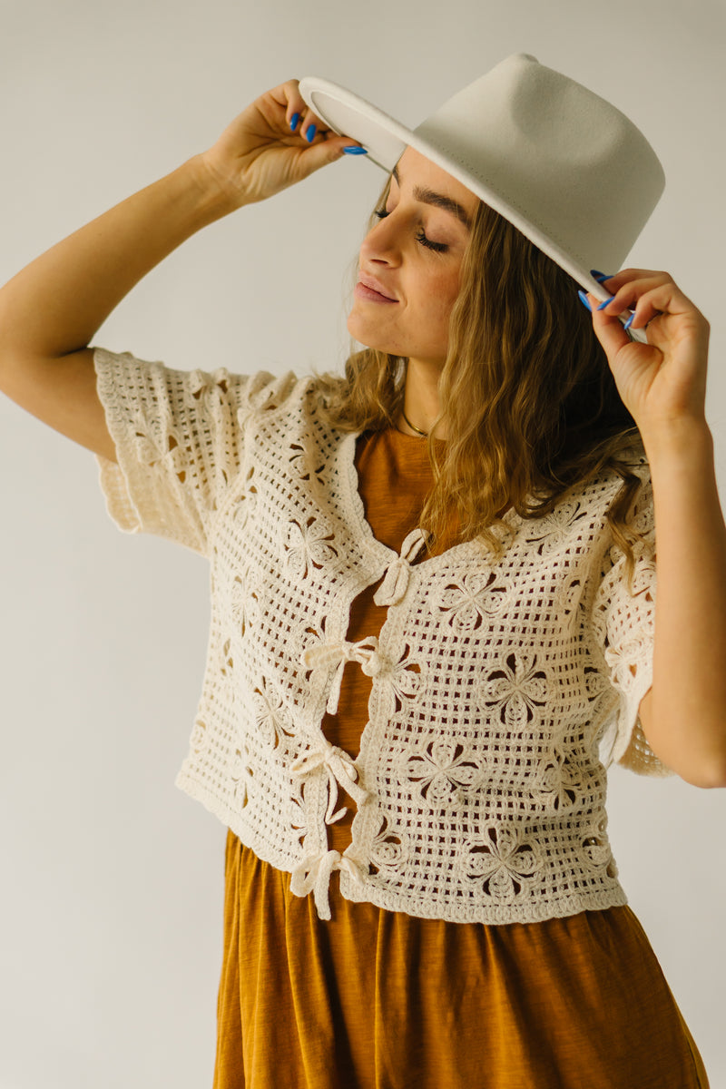 The Lettich Tie Front Blouse in Cream