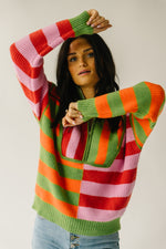 The Wester Striped Half Zip Sweater in Multi