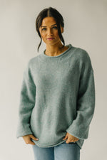 The Massey Rolled Hem Sweater in Jade