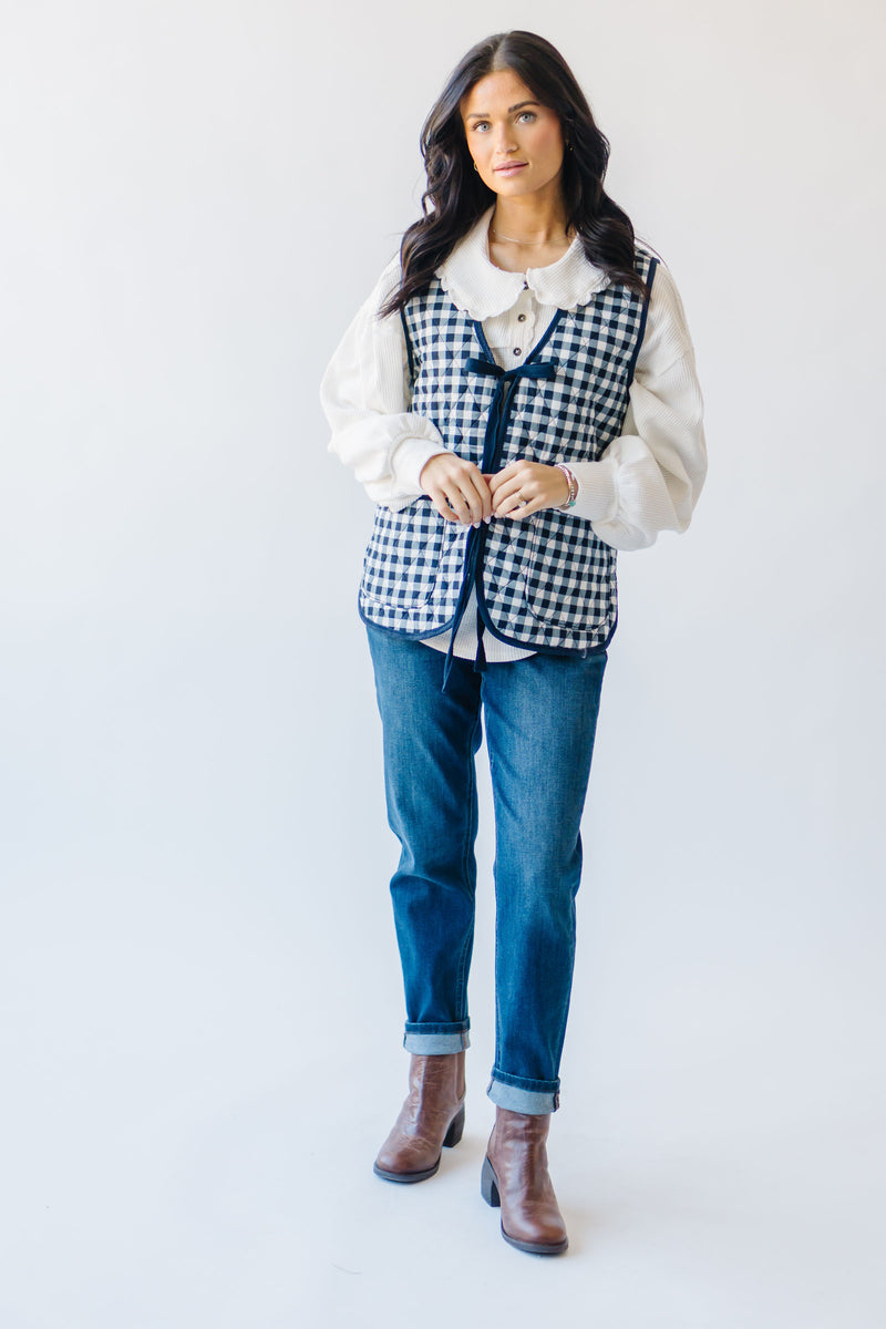 Free People: Claudine Vest in Navy Gingham