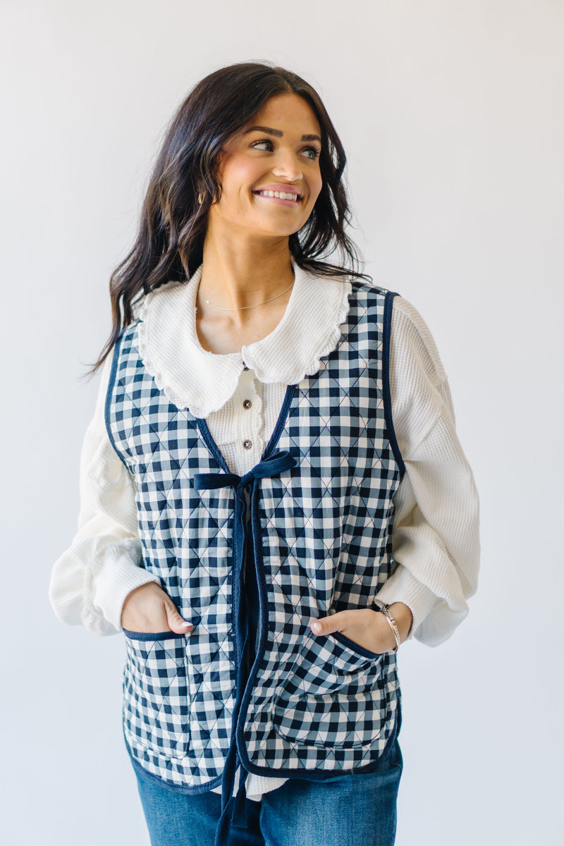 Free People: Claudine Vest in Navy Gingham