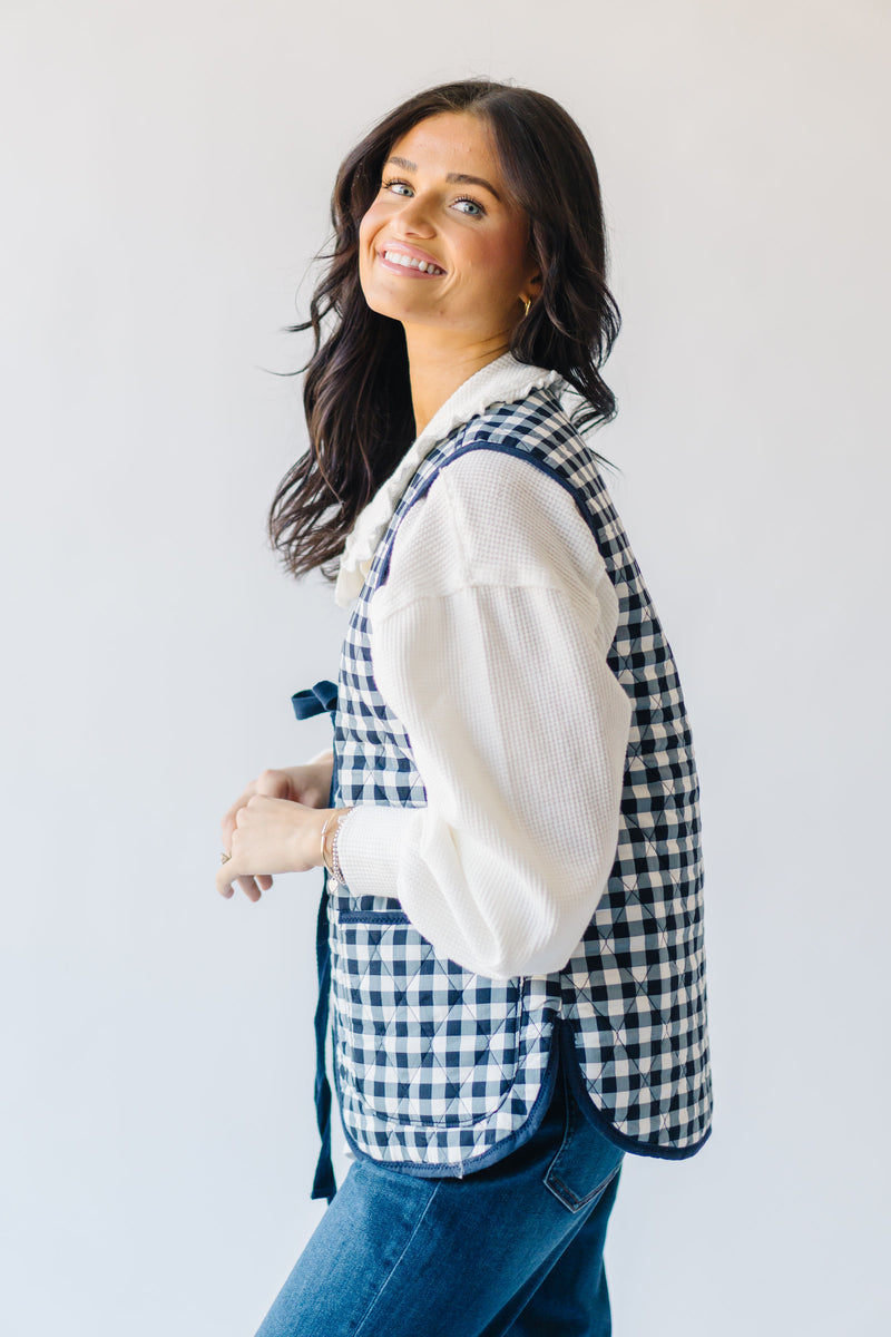 Free People: Claudine Vest in Navy Gingham