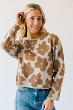 The Staley Floral Jacquard Sweater in Mocha + Cream