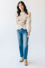 The Mungia Ruffle Detail Blouse in Oatmeal