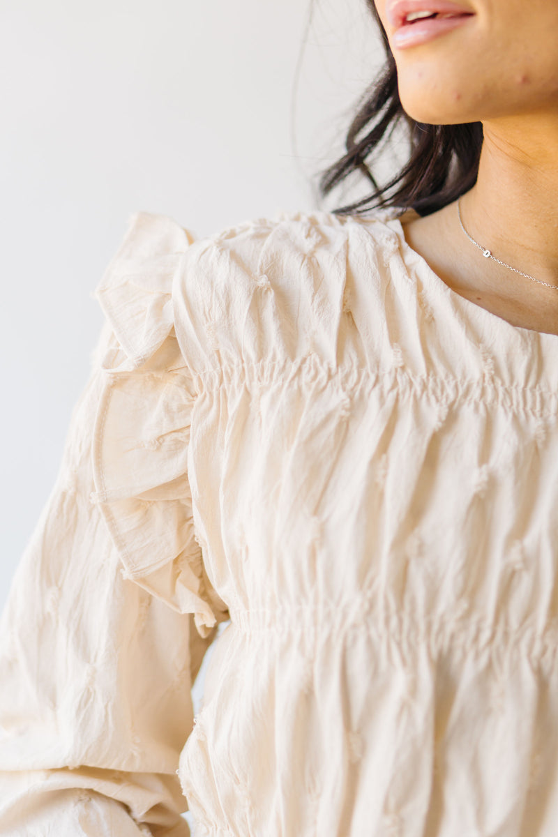 The Mungia Ruffle Detail Blouse in Oatmeal