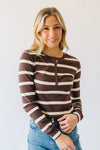 The Spano Striped Henley Tee in Chocolate + Cream