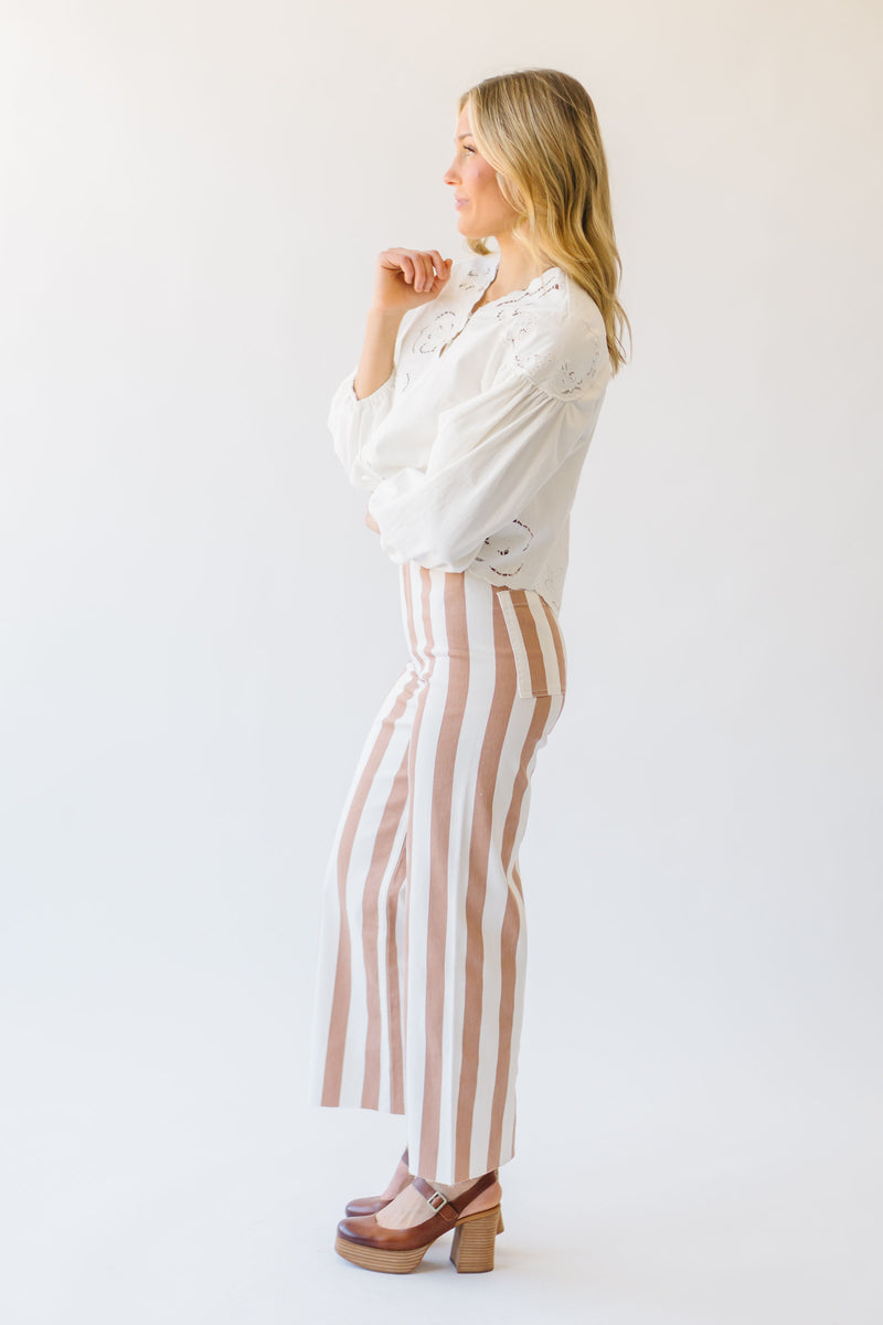 The Petersen Striped Pant in Toffee + Cream