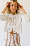 The Sanborn Embroidered Blouse in Off White