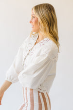 The Sanborn Embroidered Blouse in Off White