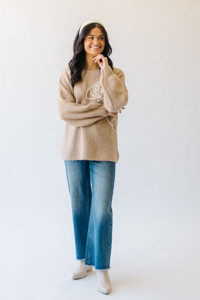 The Stoven Floral Embroidered Sweater in Light Camel