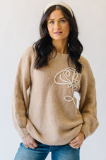 The Stoven Floral Embroidered Sweater in Light Camel