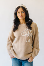 The Stoven Floral Embroidered Sweater in Light Camel