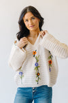 The Elvira Crochet Floral Detail Sweater in Ivory