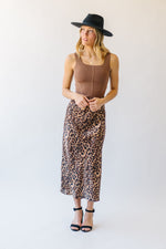 The Zanzibar Satin Midi Skirt in Leopard