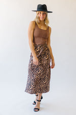 The Zanzibar Satin Midi Skirt in Leopard