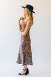 The Zanzibar Satin Midi Skirt in Leopard