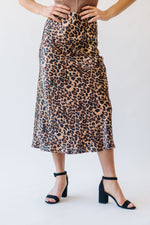 The Zanzibar Satin Midi Skirt in Leopard