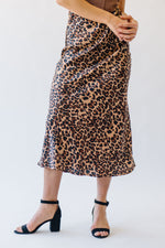 The Zanzibar Satin Midi Skirt in Leopard