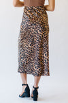 The Zanzibar Satin Midi Skirt in Leopard